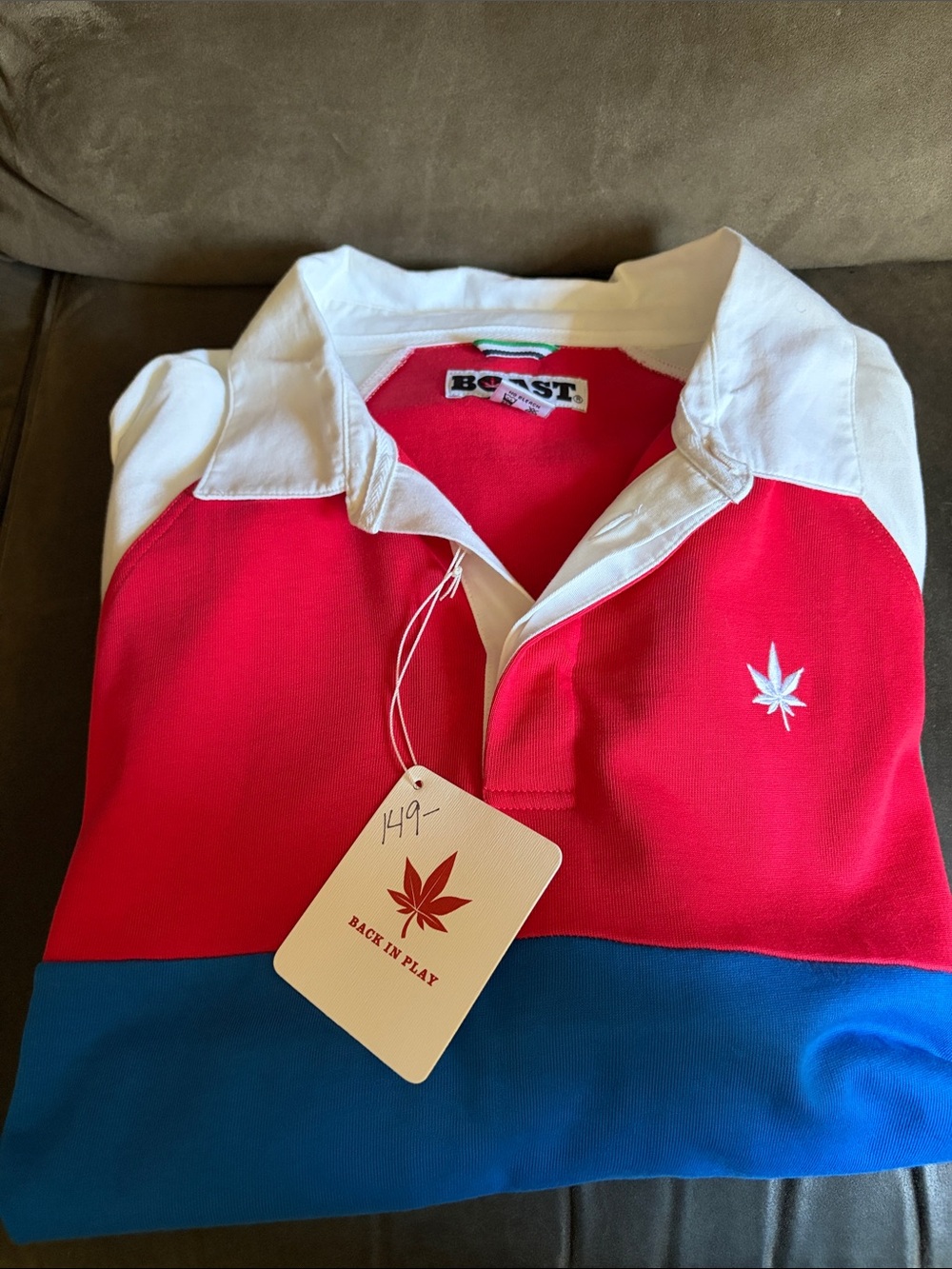 Colorblock Polo Shirt in Red, White & Blue